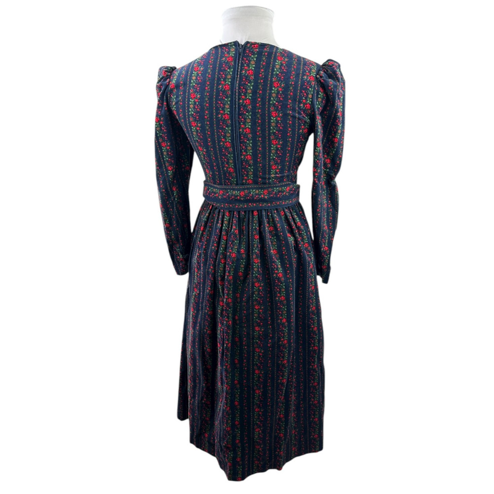 Vintage Laura Ashley Corduroy Square Neck Puff Sleeve Dress Cottagecore Prairie - Picture 9 of 16
